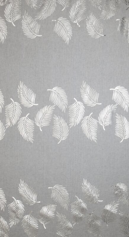 Firana 140x250 Idalia biała srebrma liście gotowa na przelotkach Eurofirany