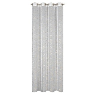 Firana 140x250 Reva 1 biała z szampańskim nadrukiem gotowa na przelotkach Eurofirany