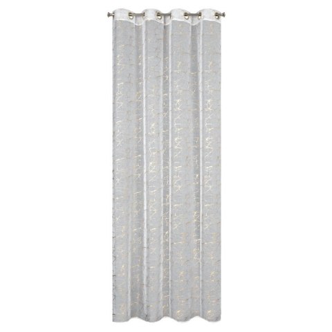 Firana 140x250 Reva 1 biała z szampańskim nadrukiem gotowa na przelotkach Eurofirany