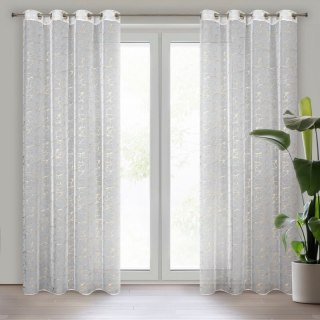 Firana 140x250 Reva 1 biała z szampańskim nadrukiem gotowa na przelotkach Eurofirany