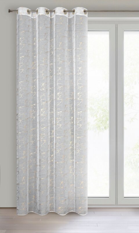 Firana 140x250 Reva 1 biała z szampańskim nadrukiem gotowa na przelotkach Eurofirany