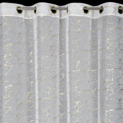 Firana 140x250 Reva 1 biała z szampańskim nadrukiem gotowa na przelotkach Eurofirany