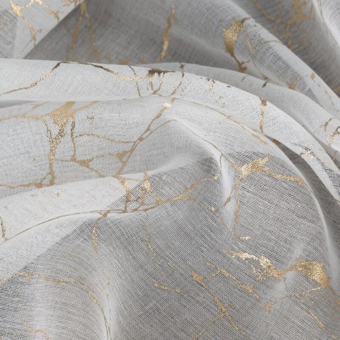 Firana 140x250 Reva 1 biała z szampańskim nadrukiem gotowa na przelotkach Eurofirany