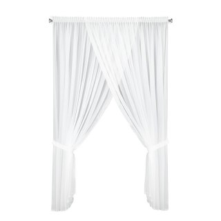 Firana 400x250 Caroline biała zdobiona obszywką gotowa na taśmie Eurofirany