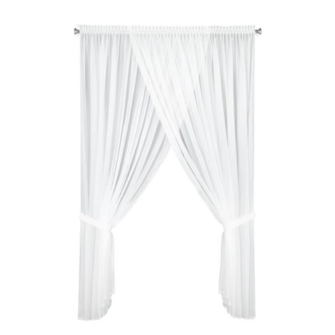 Firana 400x250 Caroline biała zdobiona obszywką gotowa na taśmie Eurofirany