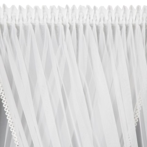 Firana 400x250 Caroline biała zdobiona obszywką gotowa na taśmie Eurofirany