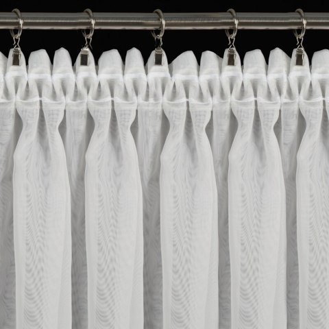 Firana 400x250 Caroline biała zdobiona obszywką gotowa na taśmie Eurofirany