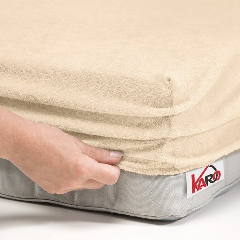 Prześcieradło frotte z gumką 160x200 beżowe jasne 008 grube 200g/m2 KARO