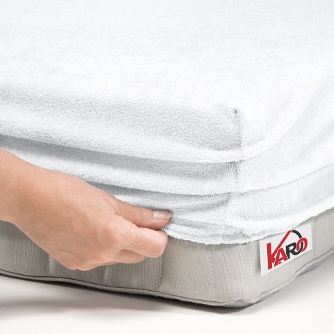 Prześcieradło frotte z gumką 200x220 białe 001 grube 200g/m2 KARO Prześcieradło frotte z gumką 200x220 białe 001 grube 200g/m2 KARO