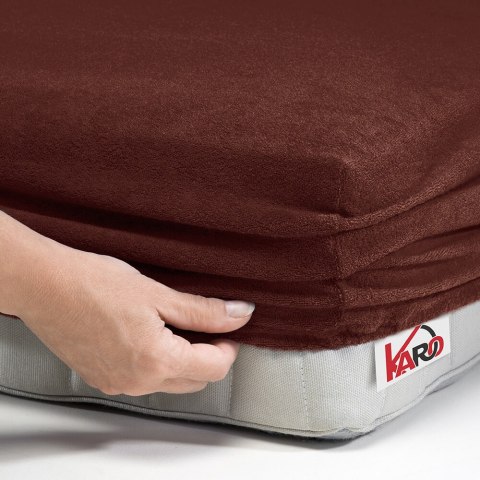 Prześcieradło frotte z gumką 200x220 czekoladowe 042 grube 200g/m2 KARO Prześcieradło frotte z gumką 200x220 czekoladowe 042 grube 200g/m2 KARO