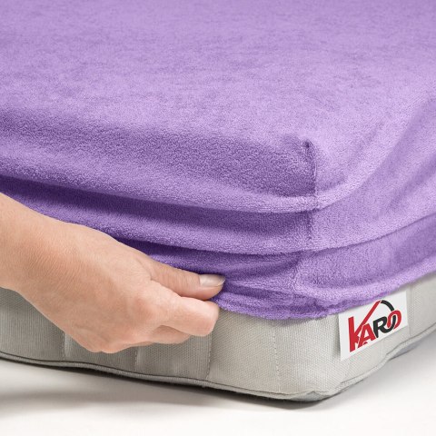Prześcieradło frotte z gumką 200x220 fioletowe 022 grube 200g/m2 KARO Prześcieradło frotte z gumką 200x220 fioletowe 022 grube 200g/m2 KARO