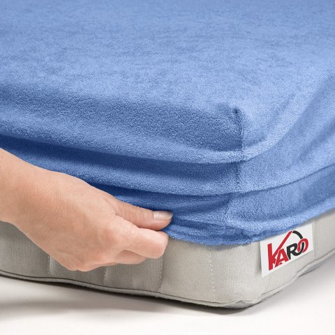 Prześcieradło frotte z gumką 200x220 niebieskie 038 grube 200g/m2 KARO Prześcieradło frotte z gumką 200x220 niebieskie 038 grube 200g/m2 KARO
