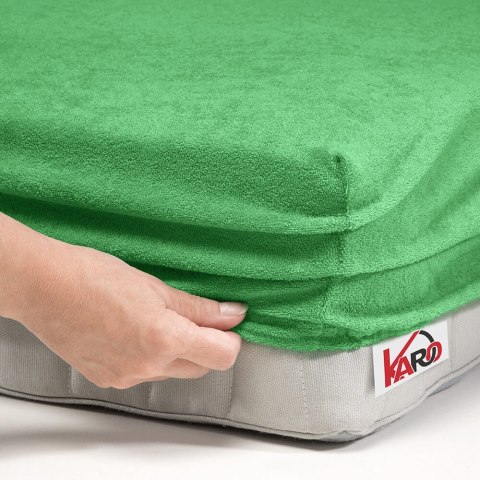 Prześcieradło frotte z gumką 90x200 zielone groszkowe 015 grube 200g/m2 KARO