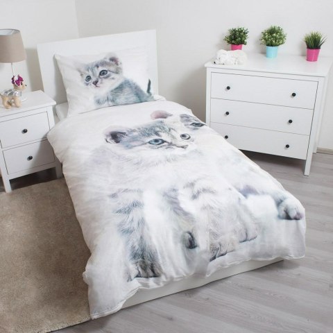 Pościel bawełniana 140x200 Kotki kotek kot szary 6572 poszewka 70x90 Pościel bawełniana 140x200 Kotki kotek kot szary 6572 poszewka 70x90