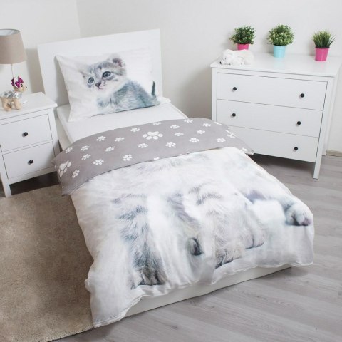 Pościel bawełniana 140x200 Kotki kotek kot szary 6572 poszewka 70x90 Pościel bawełniana 140x200 Kotki kotek kot szary 6572 poszewka 70x90