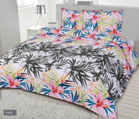 Pościel flanelowa 140x200 F-61A liście palmy kwiaty szare kolorowe Pościel flanelowa 140x200 F-61A liście palmy kwiaty szare kolorowe