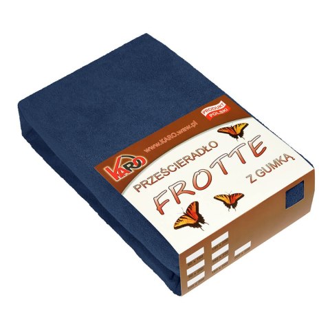 Prześcieradło frotte z gumką 140x200 granatowe 034 grube 200g/m2 KARO Prześcieradło frotte z gumką 140x200 granatowe 034 grube 200g/m2 KARO