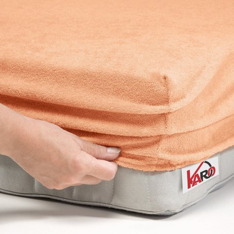 Prześcieradło frotte z gumką 140x200 morelowe 007 grube 200g/m2 KARO Prześcieradło frotte z gumką 140x200 morelowe 007 grube 200g/m2 KARO