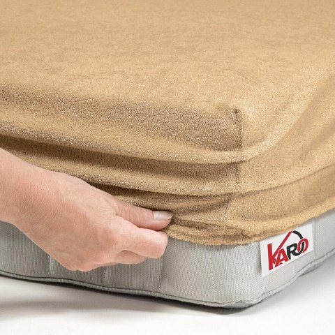 Prześcieradło frotte z gumką 180x200 beżowe 009 grube 200g/m2 KARO Prześcieradło frotte z gumką 180x200 beżowe 009 grube 200g/m2 KARO