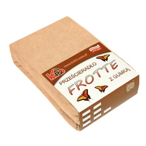 Prześcieradło frotte z gumką 180x200 beżowe ciemne 010 grube 200g/m2 KARO Prześcieradło frotte z gumką 180x200 beżowe ciemne 010 grube 200g/m2 KARO