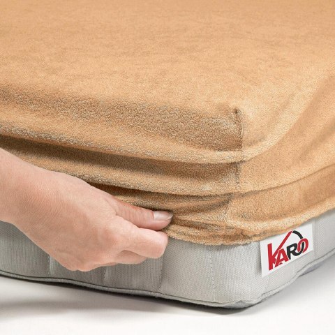 Prześcieradło frotte z gumką 180x200 beżowe ciemne 010 grube 200g/m2 KARO Prześcieradło frotte z gumką 180x200 beżowe ciemne 010 grube 200g/m2 KARO