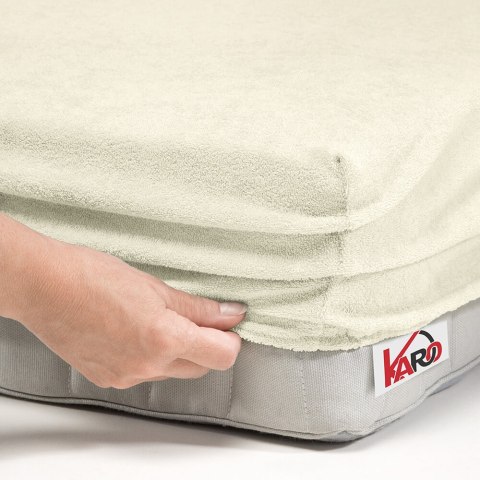 Prześcieradło frotte z gumką 180x200 ekri 002 grube 200g/m2 KARO