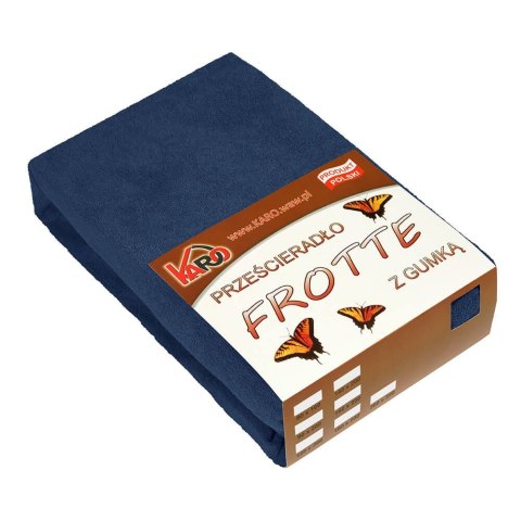 Prześcieradło frotte z gumką 180x200 granatowe 034 grube 200g/m2 KARO Prześcieradło frotte z gumką 180x200 granatowe 034 grube 200g/m2 KARO