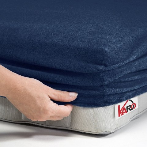 Prześcieradło frotte z gumką 180x200 granatowe 034 grube 200g/m2 KARO Prześcieradło frotte z gumką 180x200 granatowe 034 grube 200g/m2 KARO