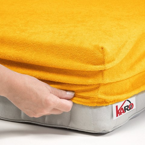 Prześcieradło frotte z gumką 180x200 musztardowe słoneczne 005 grube 200g/m2 KARO Prześcieradło frotte z gumką 180x200 musztardowe słoneczne 005 grube 200g/m2 KARO