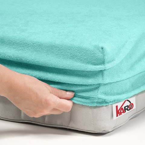 Prześcieradło frotte z gumką 80x160 miętowe 054 grube 200g/m2 KARO Prześcieradło frotte z gumką 80x160 miętowe 054 grube 200g/m2 KARO