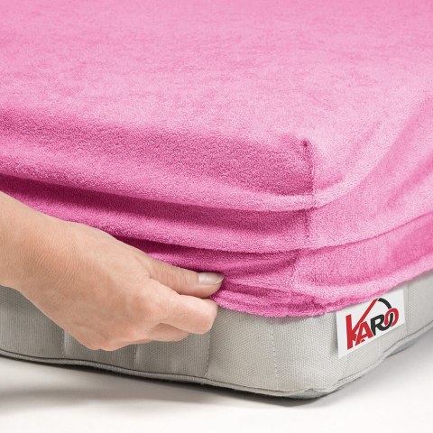 Prześcieradło frotte z gumką 80x160 różowe 020 grube 200g/m2 KARO Prześcieradło frotte z gumką 80x160 różowe 020 grube 200g/m2 KARO