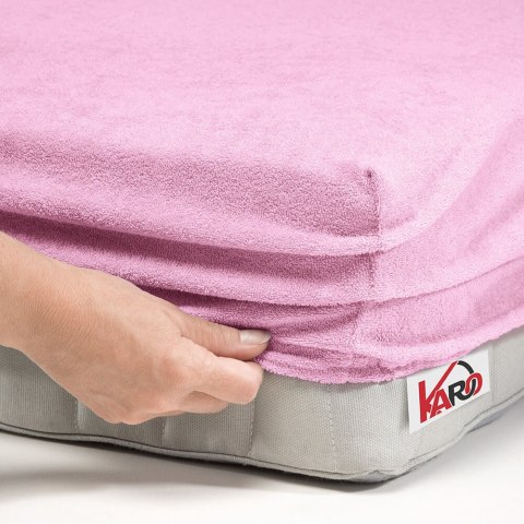 Prześcieradło frotte z gumką 80x200 różowe jasne 018 grube 200g/m2 KARO Prześcieradło frotte z gumką 80x200 różowe jasne 018 grube 200g/m2 KARO