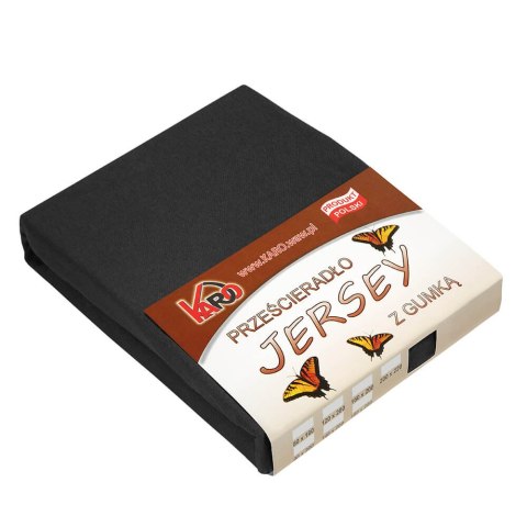 Prześcieradło jersey z gumką 160x200 czarne 044 grube 150g/m2 KARO Prześcieradło jersey z gumką 160x200 czarne 044 grube 150g/m2 KARO