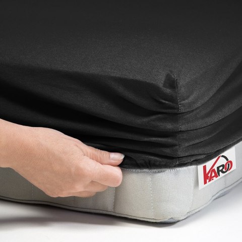 Prześcieradło jersey z gumką 160x200 czarne 044 grube 150g/m2 KARO Prześcieradło jersey z gumką 160x200 czarne 044 grube 150g/m2 KARO