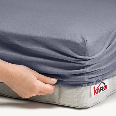 Prześcieradło jersey z gumką 160x200 grafitowe 070 grube 150g/m2 KARO Prześcieradło jersey z gumką 160x200 grafitowe 070 grube 150g/m2 KARO