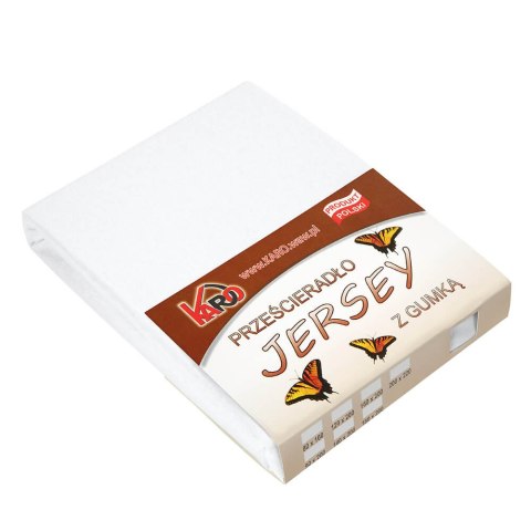 Prześcieradło jersey z gumką 160x220 białe 001 grube 150g/m2 KARO Prześcieradło jersey z gumką 160x220 białe 001 grube 150g/m2 KARO
