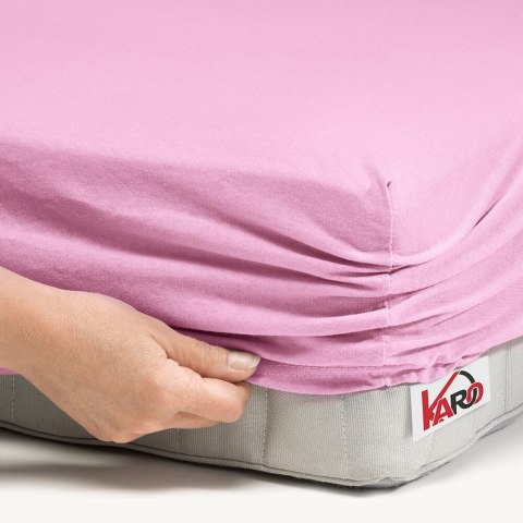 Prześcieradło jersey z gumką 90x200 różowe jasne 018 grube 150g/m2 KARO Prześcieradło jersey z gumką 90x200 różowe jasne 018 grube 150g/m2 KARO