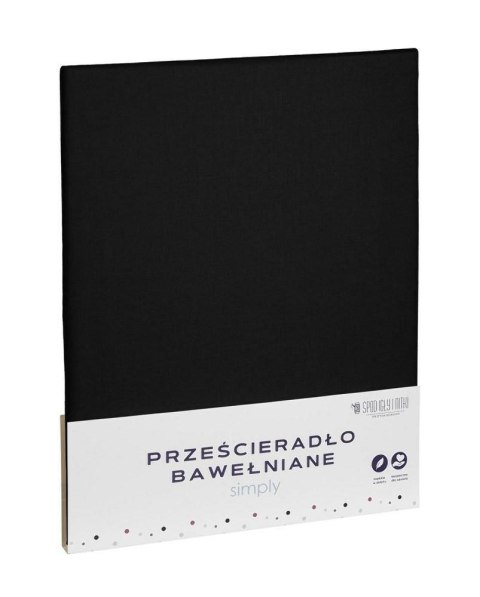 Prześcieradło bawełniane 160x200 czarne jednobarwne Simply Prześcieradło bawełniane 160x200 czarne jednobarwne Simply