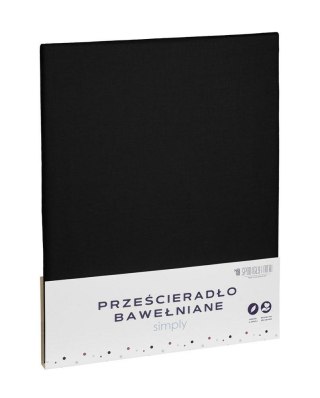 Prześcieradło bawełniane 220x200 czarne jednobarwne Simply