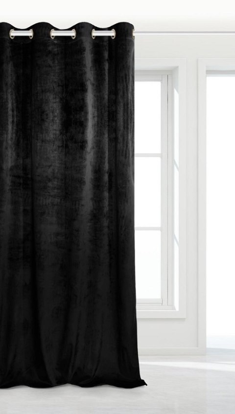 Zasłona gotowa 140x250 czarna na przelotkach Soft welurowa