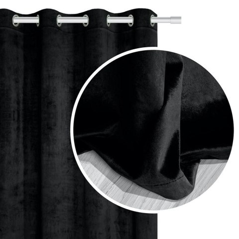 Zasłona gotowa 140x250 czarna na przelotkach Soft welurowa