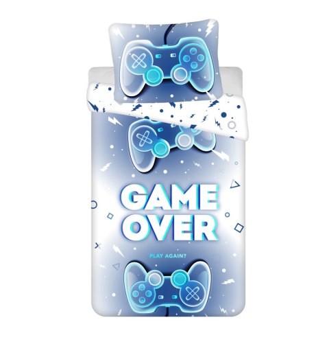 Pościel bawełniana 140x200 Game Over niebieska pady 0042 poszewka 70x90 młodzieżowa Pościel bawełniana 140x200 Game Over niebieska pady 0042 poszewka 70x90 młodzieżowa
