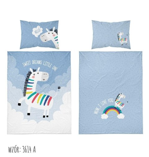 Pościel bawełniana 90x120 Jednorożec 3614 A niebieska biała chmury tęcza dziecięca Kids 1 Pościel bawełniana 90x120 Jednorożec 3614 A niebieska biała chmury tęcza dziecięca Kids 1