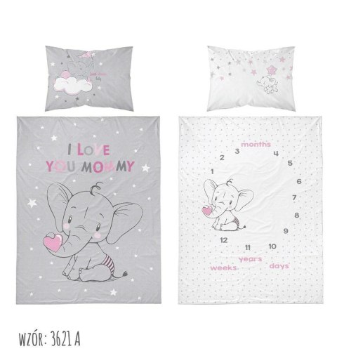 Pościel bawełniana 90x120 Słonik 3621 A mam już tyle lat miesięcy i dni różowa szara dziecięca Kids 1 Pościel bawełniana 90x120 Słonik 3621 A mam już tyle lat miesięcy i dni różowa szara dziecięca Kids 1