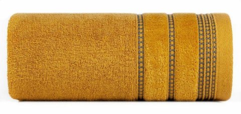 Ręcznik 50x90 Amanda musztardowy z ozdobną welurową bordiurą w pasy frotte 500 g/m2 Eurofirany Ręcznik 50x90 Amanda musztardowy z ozdobną welurową bordiurą w pasy frotte 500 g/m2 Eurofirany