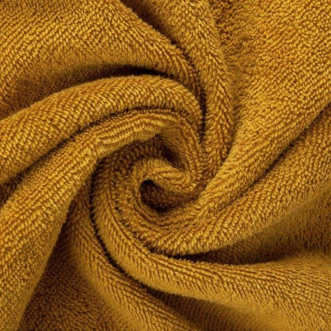 Ręcznik 50x90 Amanda musztardowy z ozdobną welurową bordiurą w pasy frotte 500 g/m2 Eurofirany Ręcznik 50x90 Amanda musztardowy z ozdobną welurową bordiurą w pasy frotte 500 g/m2 Eurofirany