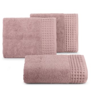 Ręcznik Avinion 50x90 liliowy frotte z ozdobną bordiurą z wzorem wafla 500 g/m2 Terra Collection Eurofirany