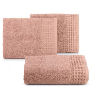 Ręcznik Avinion 50x90 pudrowy frotte z ozdobną bordiurą z wzorem wafla 500 g/m2 Terra Collection Eurofirany