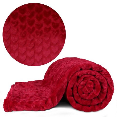 Koc narzuta z mikrofibry 130x160 Sweet love serca czerwony Domarex