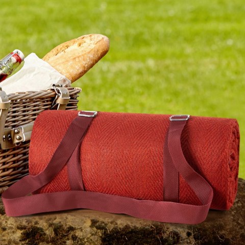 Koc piknikowy 130x145 Harmony bordowy jednobarwny Eurofirany